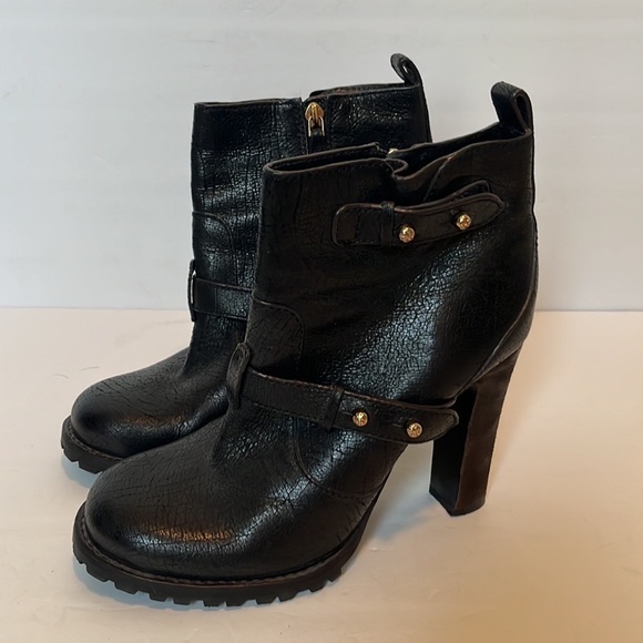 Tory Burch Black Landers Leather Moto Ankle Boot  Bootie - Picture 9 of 11